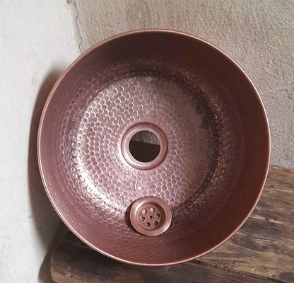 Handcrafted Deep Copper Hammered Vessel Sink