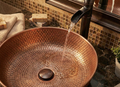 Contemporary Hammered Brass Round Countertop Basin