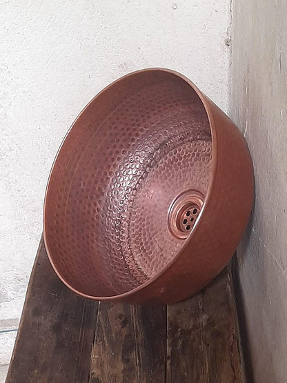 Handcrafted Deep Copper Hammered Vessel Sink