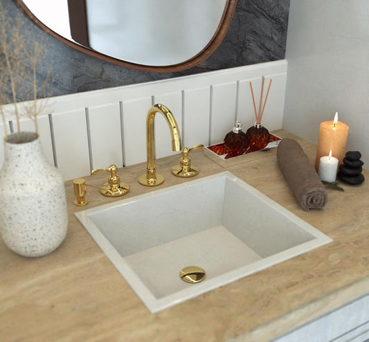 Deck Mounted 3‑Hole Brass Bathroom Faucet