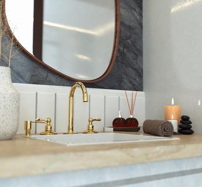 Deck Mounted 3‑Hole Brass Bathroom Faucet