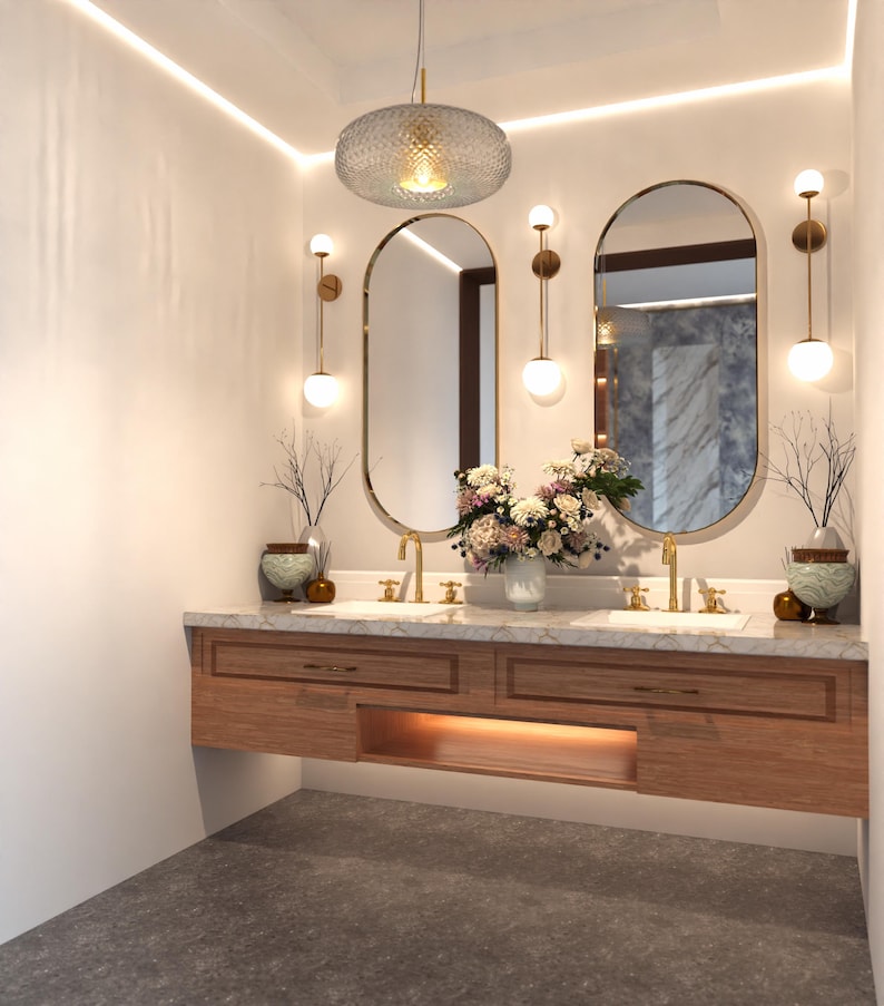 Deck Mounted 3‑Hole Brass Bathroom Faucet