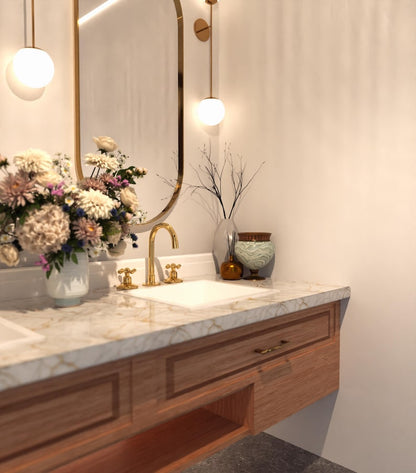 Deck Mounted 3‑Hole Brass Bathroom Faucet