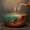 Split-Patina Hammered Copper Vessel Sink