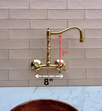 Brass Bridge Faucet with Bamboo-Style Neck