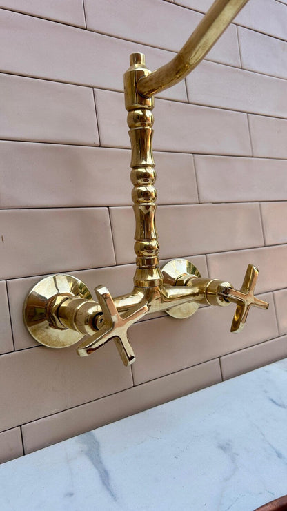 Brass Bridge Faucet with Bamboo-Style Neck