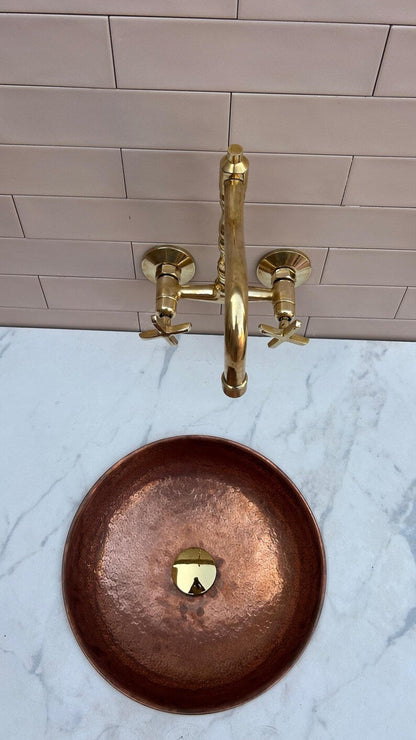 Brass Bridge Faucet with Bamboo-Style Neck