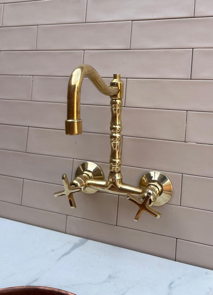 Brass Bridge Faucet with Bamboo-Style Neck