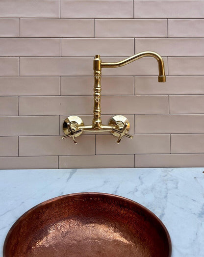 Brass Bridge Faucet with Bamboo-Style Neck