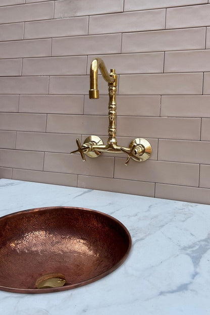 Brass Bridge Faucet with Bamboo-Style Neck