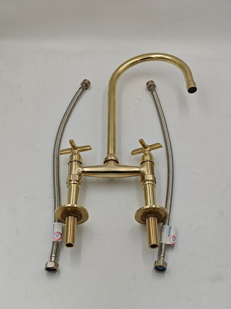 Unlacquered Brass Kitchen Set – Bridge Faucet