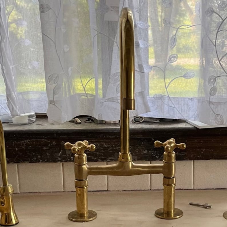 Unlacquered Brass Kitchen Set – Bridge Faucet