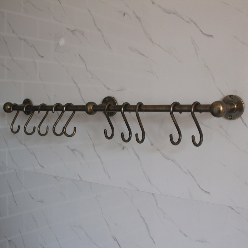Aged Bronze Brass Wall Organizer Rack