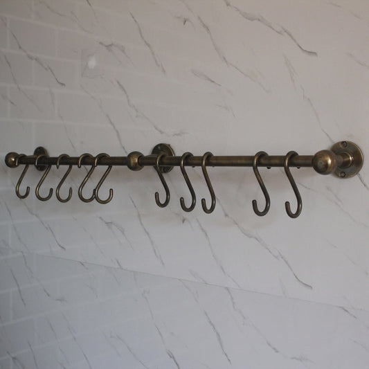 Aged Bronze Brass Wall Organizer Rack