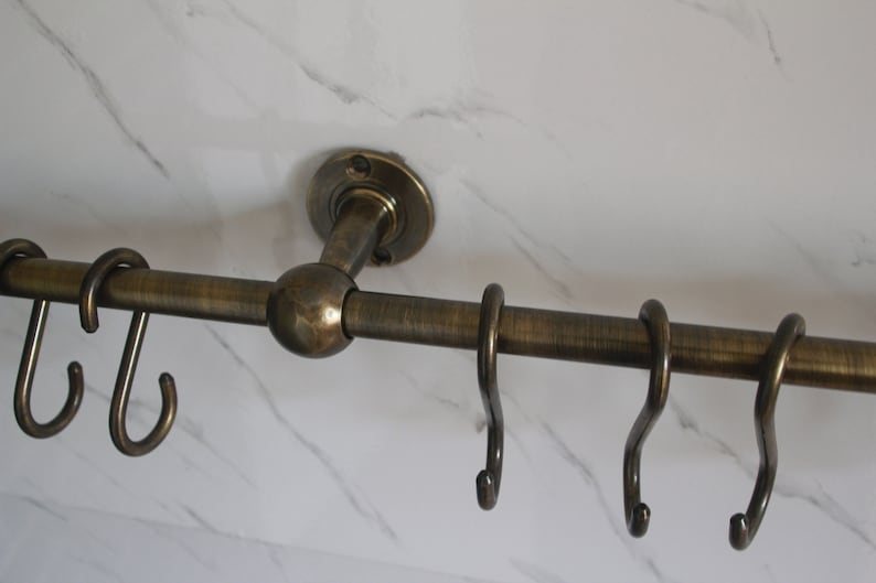 Aged Bronze Brass Wall Organizer Rack