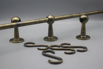 Aged Bronze Brass Wall Organizer Rack