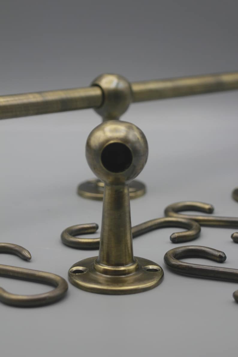 Aged Bronze Brass Wall Organizer Rack