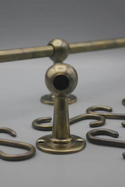 Aged Bronze Brass Wall Organizer Rack