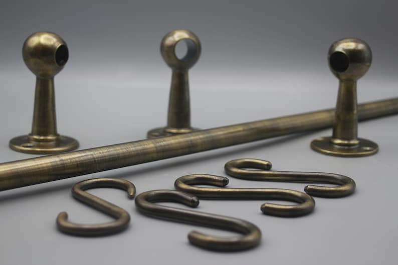 Aged Bronze Brass Wall Organizer Rack