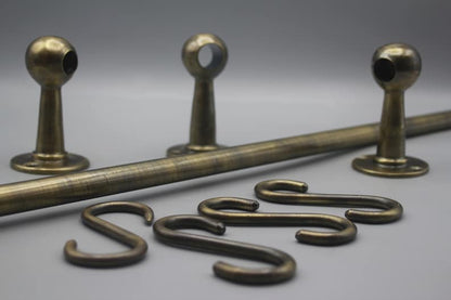 Aged Bronze Brass Wall Organizer Rack