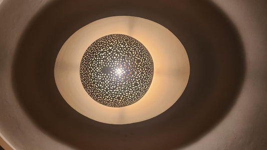 Artisan Brass Sphere Moroccan Shadow Lamp