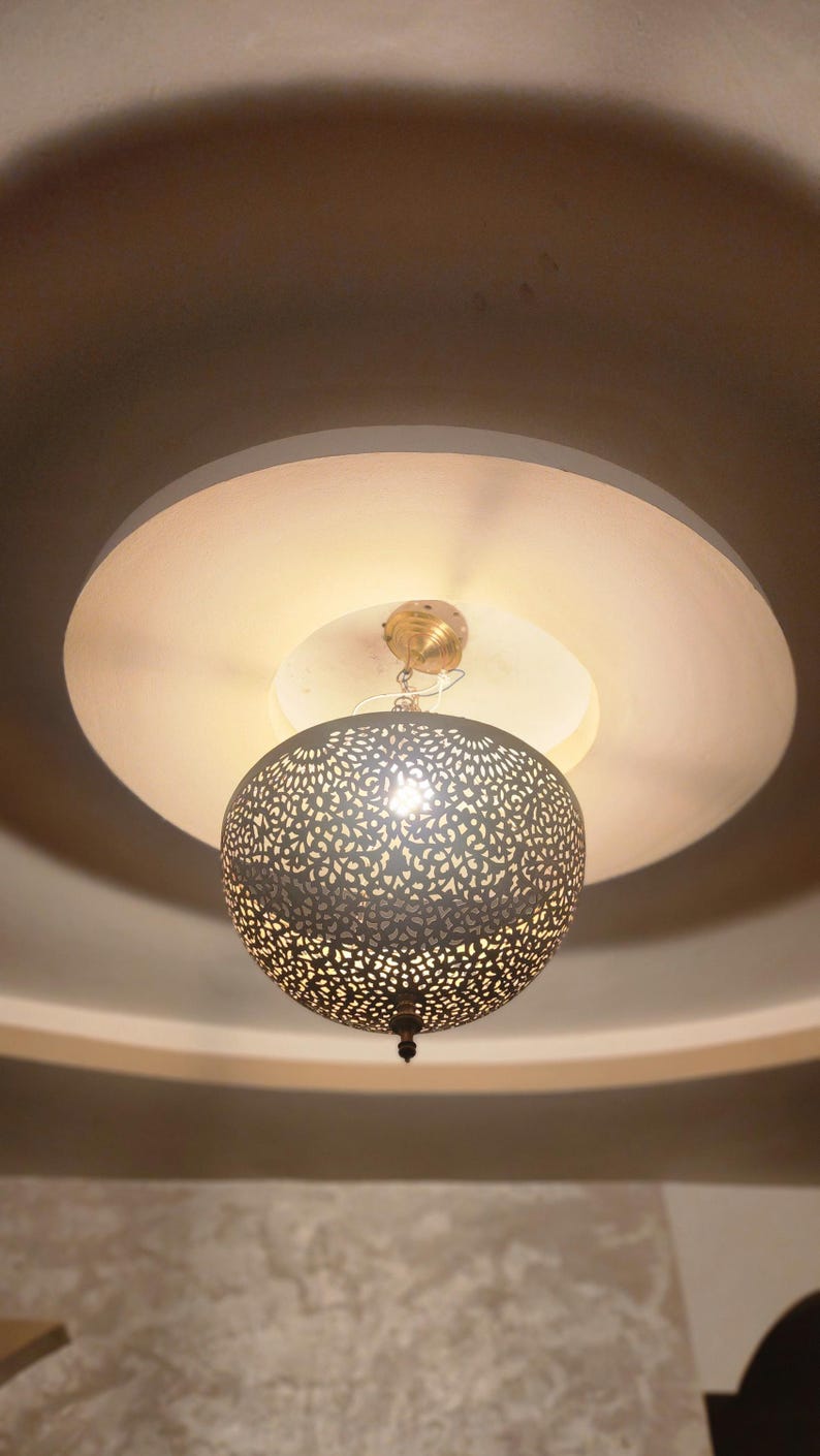 Artisan Brass Sphere Moroccan Shadow Lamp