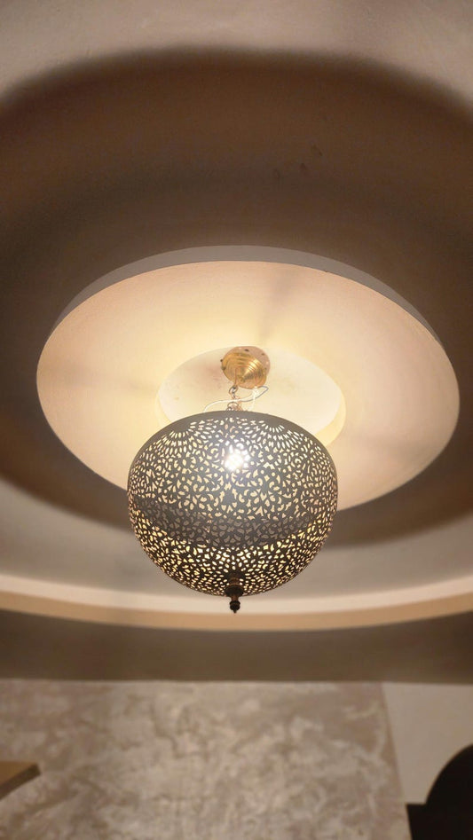 Artisan Brass Sphere Moroccan Shadow Lamp