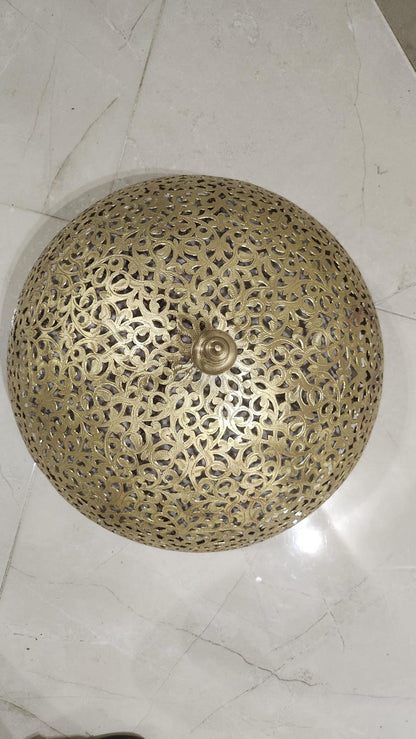 Artisan Brass Sphere Moroccan Shadow Lamp