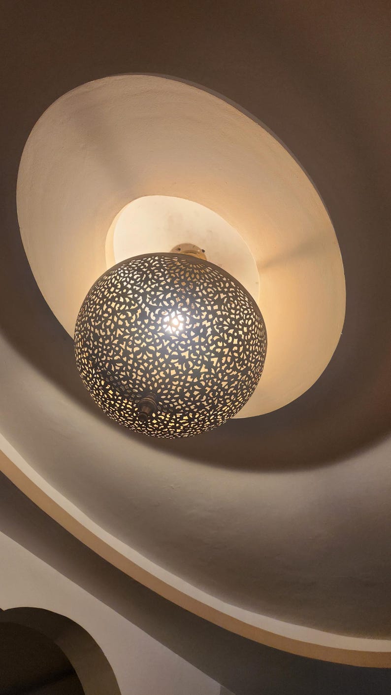 Artisan Brass Sphere Moroccan Shadow Lamp