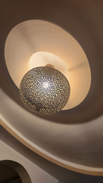 Artisan Brass Sphere Moroccan Shadow Lamp