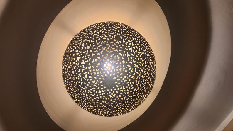 Artisan Brass Sphere Moroccan Shadow Lamp