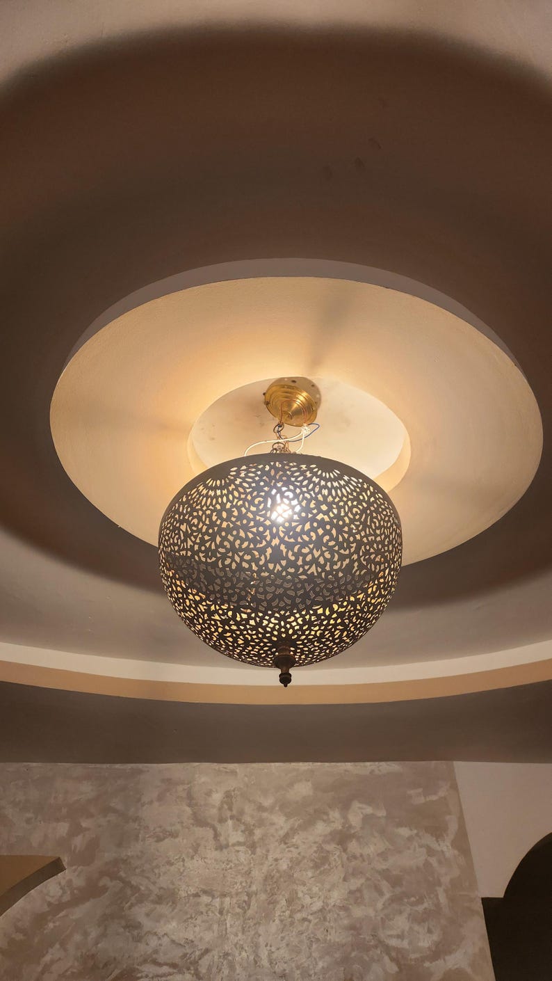 Artisan Brass Sphere Moroccan Shadow Lamp