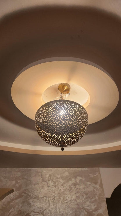Artisan Brass Sphere Moroccan Shadow Lamp