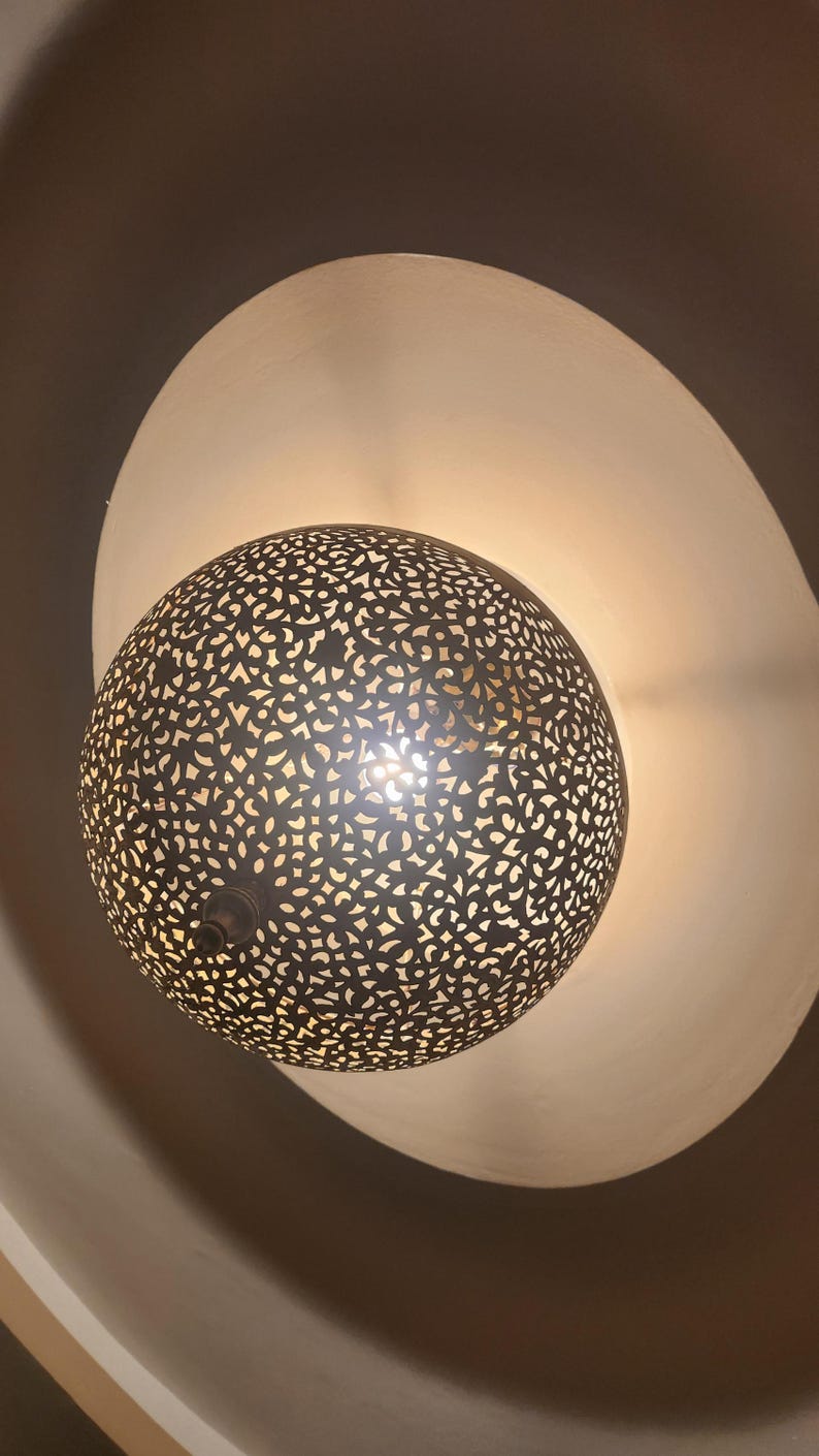 Artisan Brass Sphere Moroccan Shadow Lamp