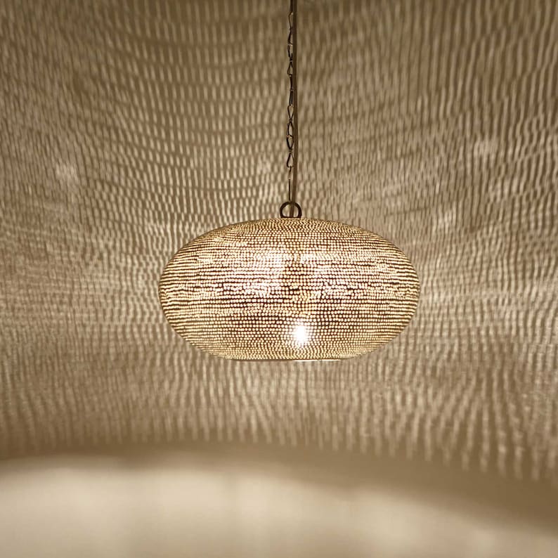 Oval Moroccan Brass Pendant Lamp