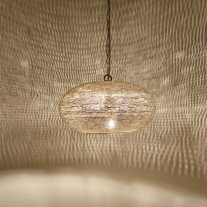 Oval Moroccan Brass Pendant Lamp
