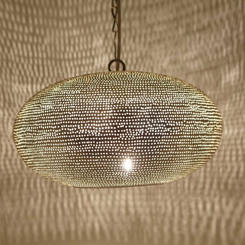 Oval Moroccan Brass Pendant Lamp
