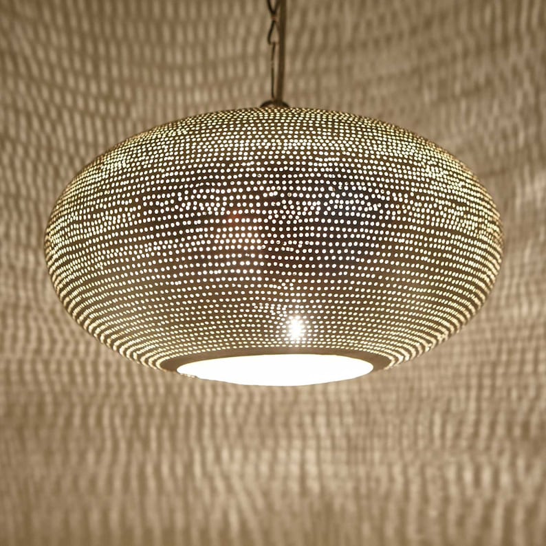 Oval Moroccan Brass Pendant Lamp