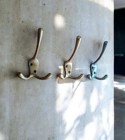 Antique Brass Triple Coat Hook