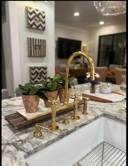 Luxury Gold Bridge Mixer with Side Spray