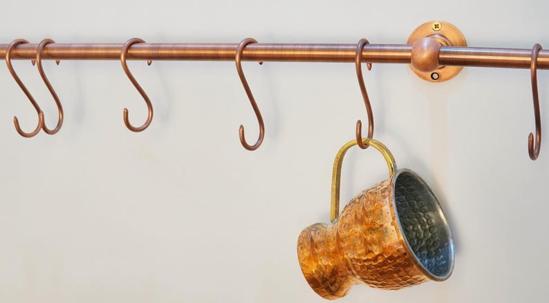 Solid Brass S Hooks Wall Mounted Kitchen Rack