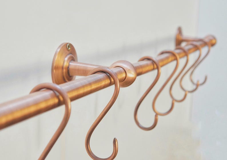 Solid Brass S Hooks Wall Mounted Kitchen Rack