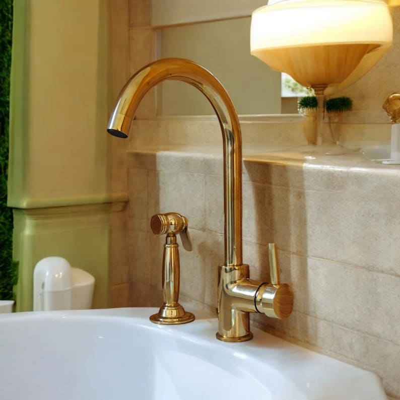 Modern Unlacquered Brass Vanity Faucet