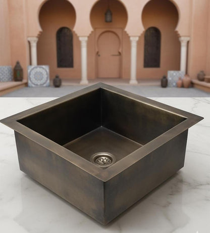 Rustic Antique Brass Square Vessel Sink