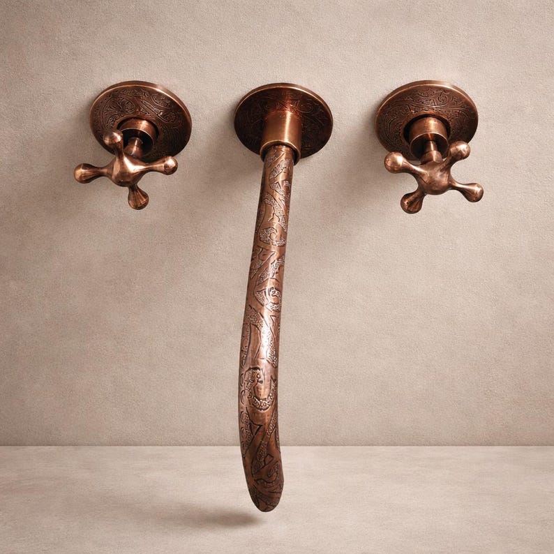 Unlacquered Copper Moroccan Wall-Mount Faucet