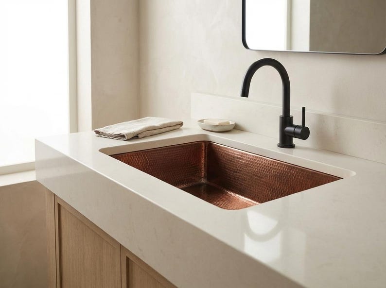 Hand-Hammered Pure Copper Farmhouse Sink