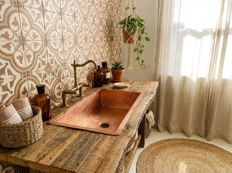 Hand-Hammered Pure Copper Farmhouse Sink