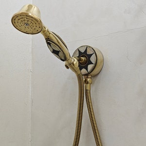 Handcrafted Inlaid Brass Shower System