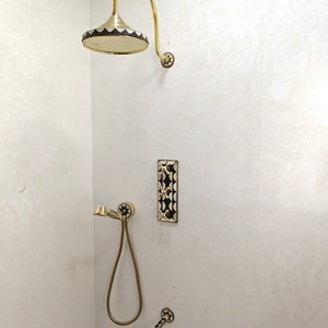 Handcrafted Inlaid Brass Shower System