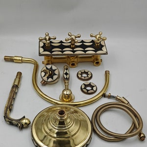 Handcrafted Inlaid Brass Shower System
